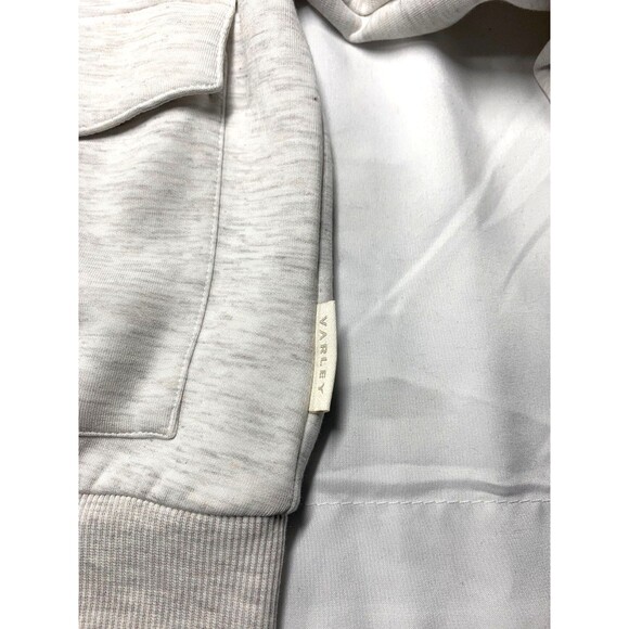 Varley Roxbury DoubleSoft Zip Through Sweatshirt Size M Satin Trim Ivory Marl - Picture 8 of 10